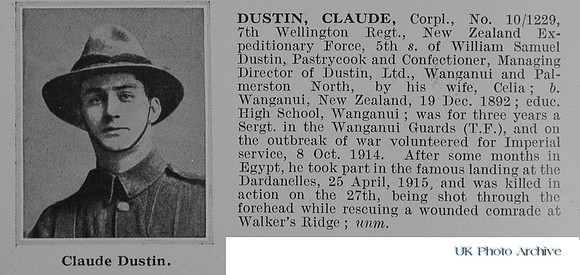 Dustin C Cpl 10-1229 7th Wellington Regiment NZEF Obit