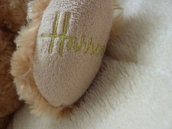 Cuddly Plush Harrods Collectable Teddy Bear 10" With Ribbon