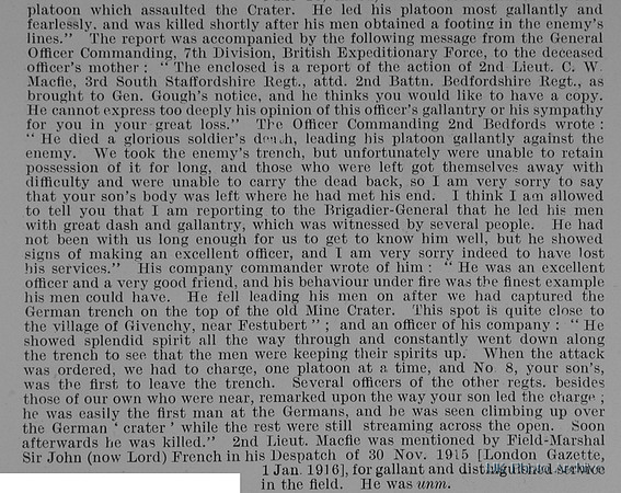 Macfie C  2nd Lt 3rd South Staffs Regiment Obit Part 2