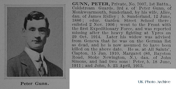 Gunn P Pte 7007 1st Coldstream Guards Obit