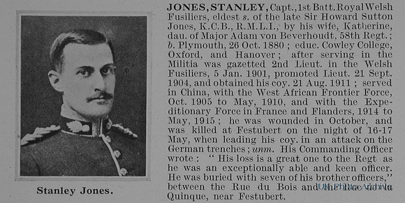 Jones S Captain 1st Royal Welsh Fusiliers Obit