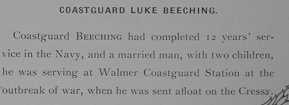 Beeching L AB 208406 HMS Cressy Royal Navy Obit