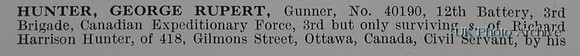 Hunter G R Gnr 40190 Canadian Field Artillery Obit Part 1