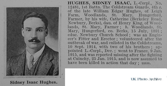 Hughes S I L/Cpl 12481 1st Coldstream Guards Obit