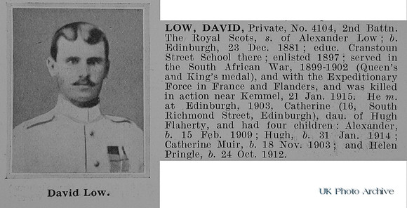 Low D Pte 4104 2nd Royal Scots Obit