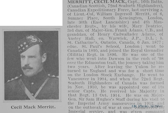 Merritt C M Captain 16th Canadian Expeditionary Force Obit Part 1