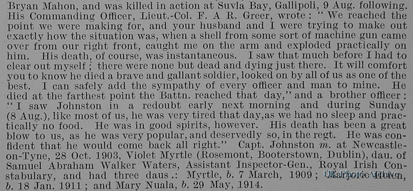 Johnston J C Captain 6th Royal Irish Fusiliers Obit Part 2