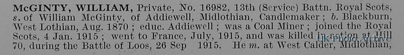 McGinty W Pte 16982 13th Royal Scots Obit Part 1