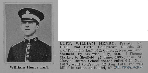 Luff W H Pte 10450 2nd Coldstream Guards Obit