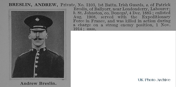 Breslin A Pte 3103 1st Irish Guards Obit