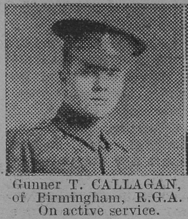 Callaghan T Gnr Royal Garrison Artillery The Vivid 27th Feb 1915