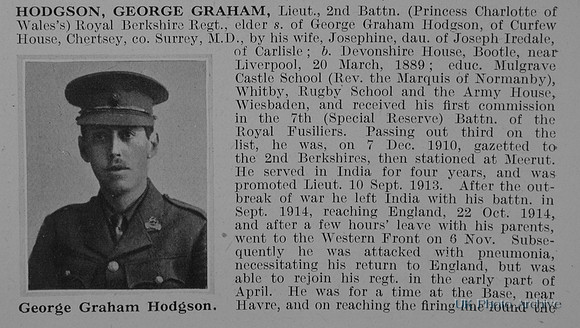 Hodgson G G Lt 2nd Royal Berkshire Regiment Obit Part 1