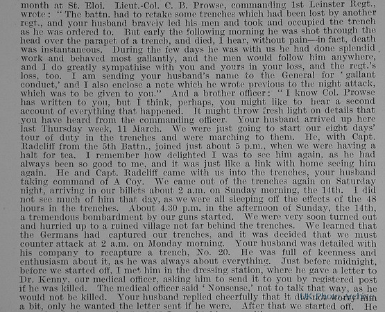 Bowen-Colthurst R M Captain 1st Leinster Regiment Obit Part 2