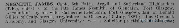 Nesmith J Captain 5th Argyll And Sutherland Highlanders Obit Part 1