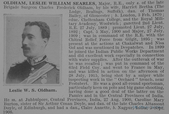 Oldham L W S Major Royal Engineers Obit De Ruvignys Roll Of Honour Vol 1