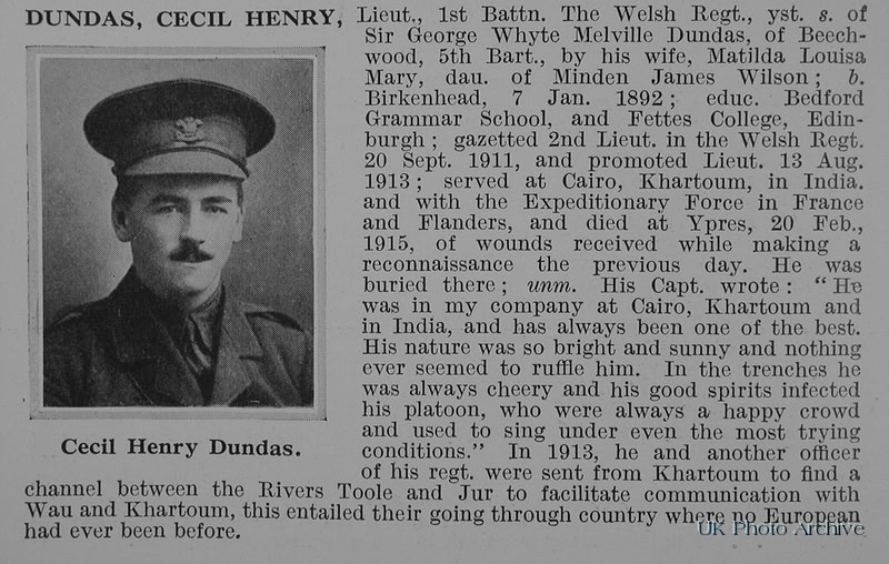 UK Photo And Social History Archive: D &emdash; Dundas C H Lt 1st Welsh Regiment Obit
