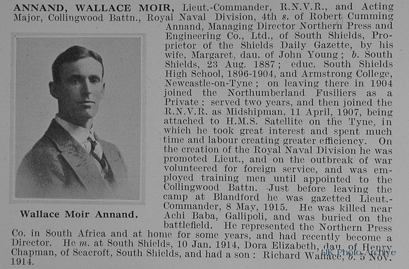 Annand W M Lt Comm Collingwood Btn RND RNVR Obit