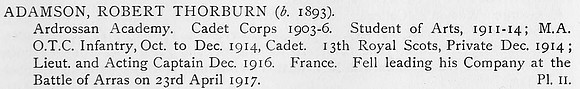 Adamson R T Lt 13th Royal Scots