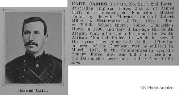 Carr J Pte 2115 2nd Australian Imperial Force Obit