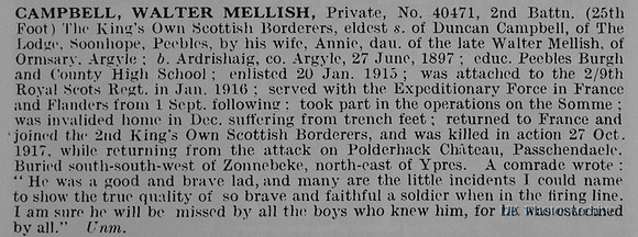 Campbell W M Pte 40471 2nd Kings Own Scottish Borderers