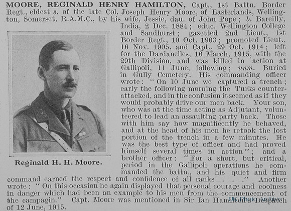 Moore R H H Captain 1st Border Regiment Obit