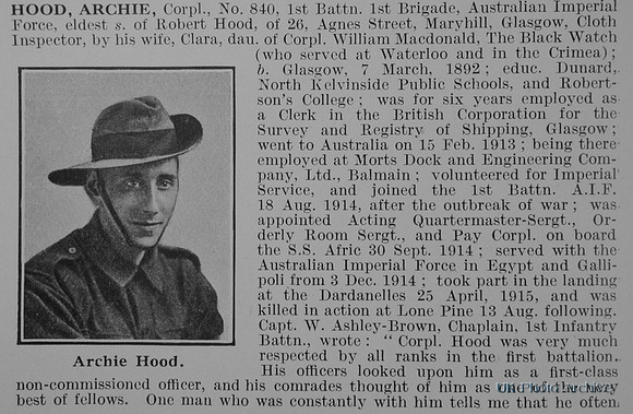 Hood A Cpl 840 1st Australian Imperial Force Obit Part 1