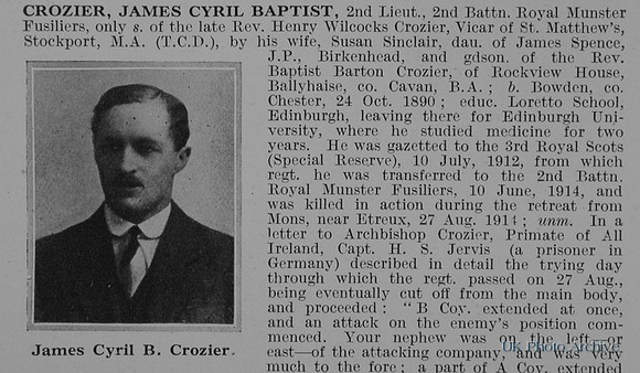 Crozier J C B 2nd Lt 2nd Royal Munster Fusiliers Obit Part 1