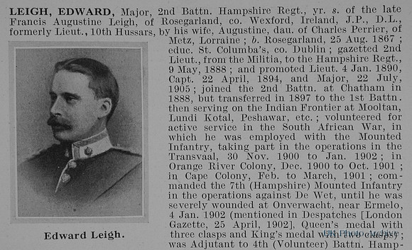 Leigh E Major 2nd Hampshire Regiment Obit Part 1
