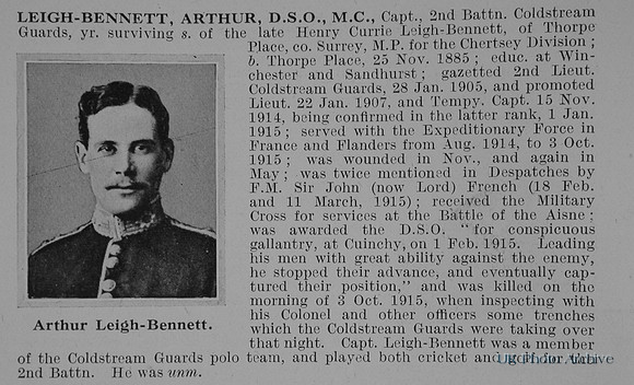 Leigh-Bennet Captain DSO MC 2nd Coldstream Guards Obit