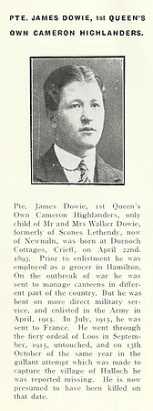 Dowie J Pte S-17980 1st Cameron Highlanders