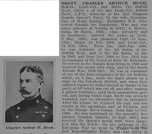 Brett C A H Lt Col DSO 2nd Suffolk Regiment Obit Part 1
