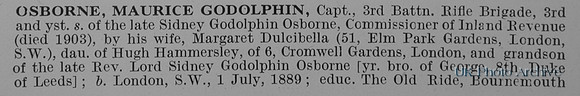 Osborne M G Captain 3rd Rifle Brigade Obit Part 1
