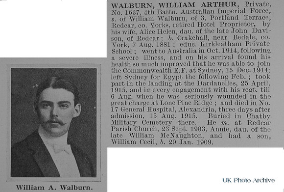 Walburn W A Pte 1637 4th Australian Imperial Force Obit