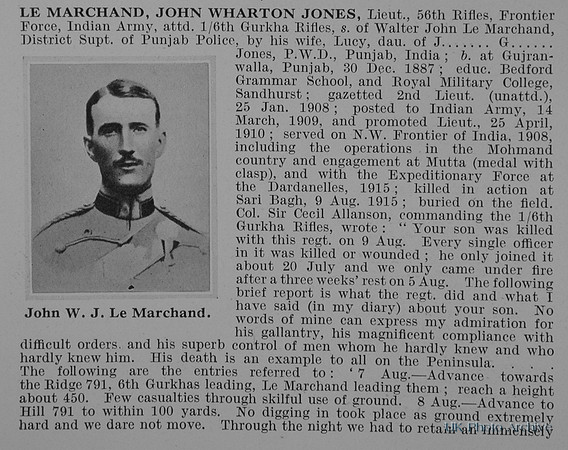 Le Marchand J W J Lt Indian Army Obit Part 1