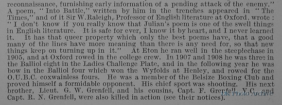 Grenfell J H F Captain Hon DSO 1st Dragoons Obit Part 2