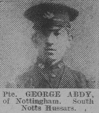 Abdy G Pte South Notts Hussars The Vivid 20th Feb 1915