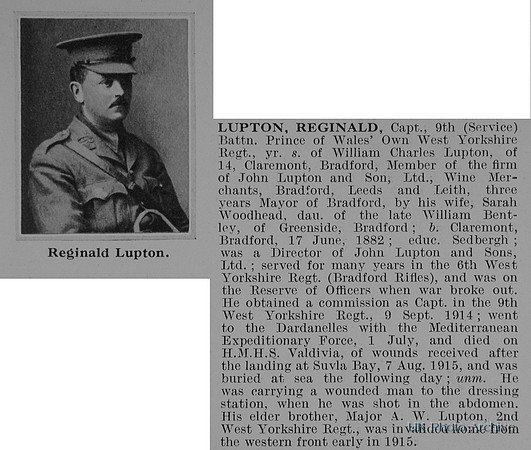 Lupton R Captain 9th West Yorkshire Regiment Obit