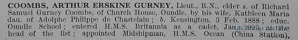Coombs A E G Lt Royal Navy Obit Part 1