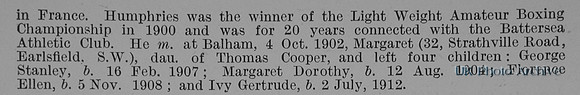 Humphries G W LCpl 1344 12th London Regiment Obit Part 2