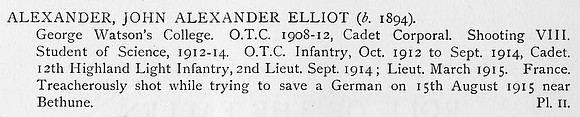 Alexander J A E 2nd Lt 12th Highland Light Infantry