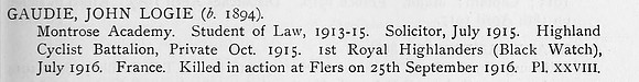 Gaudie J L Pte S40219 1st Black Watch Obit
