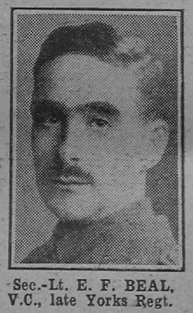 Beal E F 2nd Lt VC 13th Yorkshire Regiment Newspaper Photo The War Illustrated 29th Jun 1918