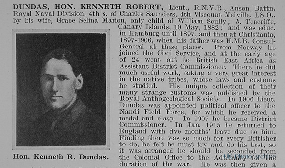 Dundas K R Lt Hon Anson Btn Royal Naval Division Obit Part 1