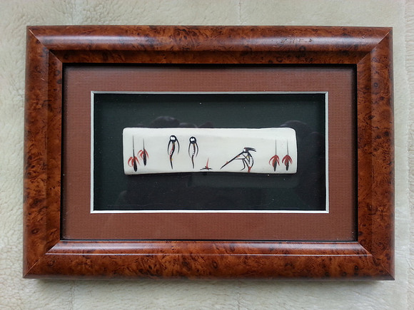 Authentic Framed Aboriginal Artifact Painted By Melaleuca Malie (Bone Art)