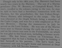 Bennett W P Pte HMS Formidable Royal Marine Light Infantry Obit