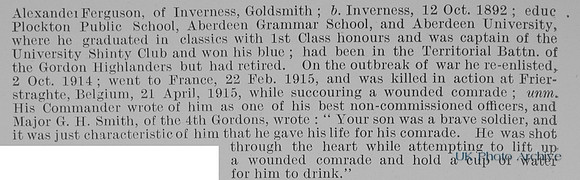 MacRae V C J Cpl 5327 4th Gordon Highlanders Obit Part 2