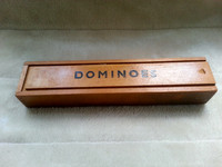 Vintage Set Of Double Nine Dominoes In Wooden Box