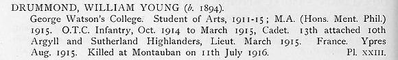 Drummond W Y Lt 10th Argyll And Sutherland Highlanders Obit