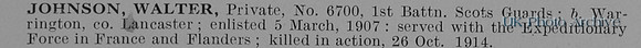 Johnson W Pte 6700 1st Scots Guards Obit