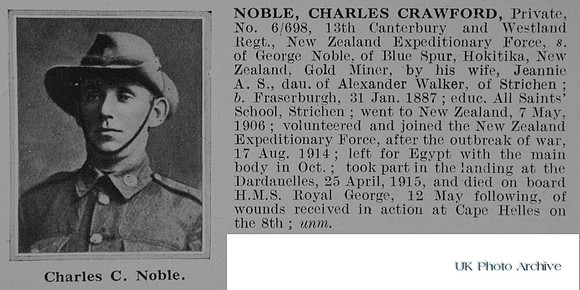 Noble C C Pte 6/698 13th Canterbury And Westland Regiment NZEF Obit